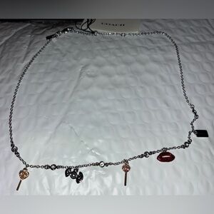 COACH Silver Tone Rhodium Charms Chain Necklace NWT